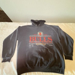 Vintage Chicago Bulls Hoodie XL Black Made in USA 90s Trench *flaw - Picture 1 of 10