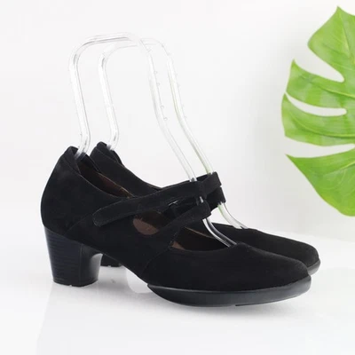 Zapato de salón Wolky Mary Jane para mujer talla 40 9 negro gamuza tacón bloque cómodo retro Foto 1 de 4