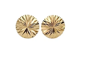 18K Gelbgold runder Starburst Knopf Ohrring - Bild 1 von 8