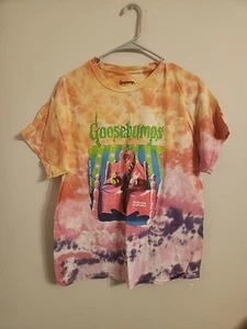 Goosebumps Graphic T-Shirt Men's Large Pink White Tie Dye Tee - Picture 1 of 4