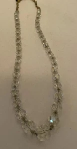 Glas Halskette Vintage klar 17" abgestuft Prisma Perlen Retro schneller Versand - Bild 1 von 4