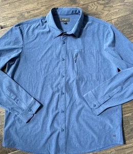 FLX Hemd Herren XLarge Blau Langarm Button Down Tasche Stretch Performance - Bild 1 von 10