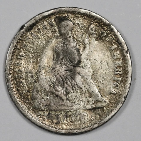 1868-s Seated Liberty Half Dime.  Circulated.  184093 Cover