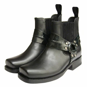 *NEW* Designer Sancho Heeled Harness Boots in Black Leather Made in Spain EU 39 - Picture 1 of 3