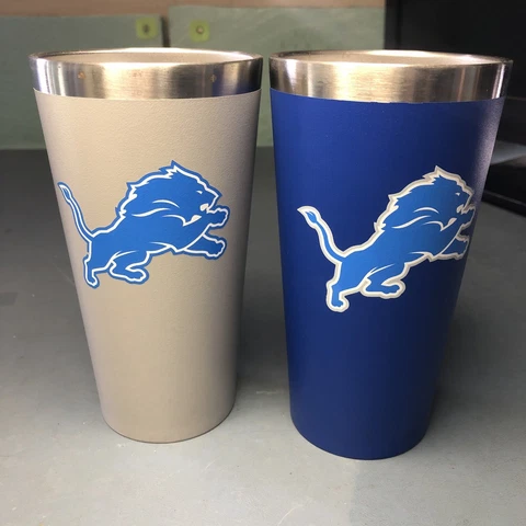 Detroit Lions Custom Stainless Steel Cups Tumblers Blue Gray No Lids Cover