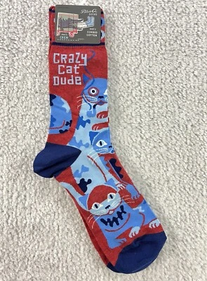 Calcetines Crazy Cat Dude - Azul Q - Hombre Talla 7-12 Nuevos Foto 1 de 4