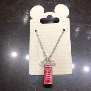 Disney Parks telephone booth necklace Dr. Who Red Phone Booth - Picture 1 of 3