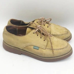 Vintage 90s Esprit Grunge Toolbox 4863 Tie Loafer Chunky Leather Suede Tan 7.5 - Picture 1 of 7
