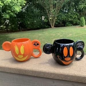 Disney Parks 2 Halloween Mickey Mouse Kürbis Jack O Laterne Becher Tassen EUC - Bild 1 von 14