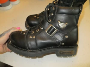 Harley Davidson D91684 Men's Brake Buckle Black Leather Motorcycle Boots Sz 10.5 - Picture 1 of 10