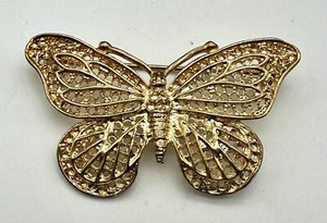 Gold Tone Butterfly Brooch-2” Wide 1.25” Tall - Picture 1 of 5