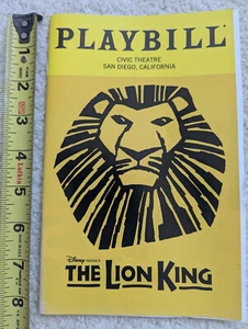 new disney THE LION KING Broadway PLAYBILL san diego civic theater ca musical - Picture 1 of 2
