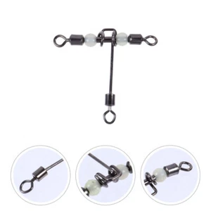 20 Pcs Three Way Fishing Swivels Fork Ring Connector Hook Luminous Beads - Picture 1 of 12
