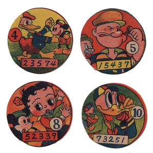 1940's Japanese MENKO Cards (4) ~BETTY BOOP ~POPEYE ~MICKEY MOUSE ~DONALD DUCK - Picture 1 of 5