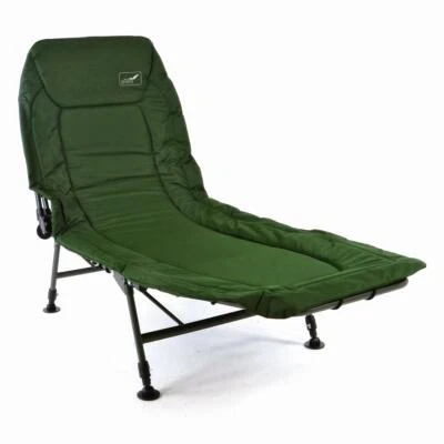 DIVERO Profi Karpfenliege Campingliege mit 6 Schlammfüßen Angelliege Liege grün
