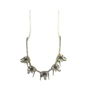 J. Crew cream/blue/rhinestone gold statement necklace, unique chain - Picture 1 of 5