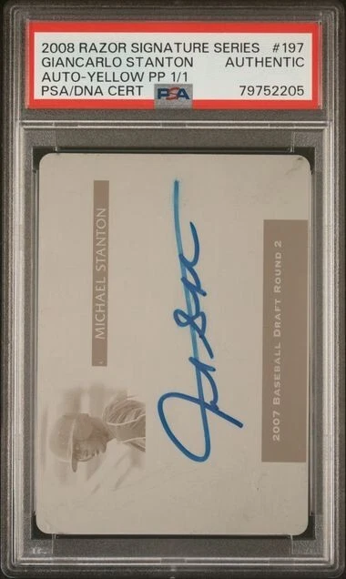 2008 Razor Mike Giancarlo Stanton Printing Plate 1/1 Signed PSA/DNA Auto  POP 1 - Image 1 of 4