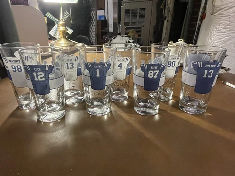 Set of 8 Vintage Indianapolis Colts Arby’s Glasses, Mathis, Wayne, Vintateri… Cover