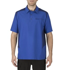 5.11 Tactical Polo Shirt Mens Medium Freedom Flex Blue Two Tone Short Sleeve - Picture 1 of 5