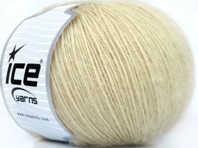 Light Beige Angora Solid 77624 Ice Yarns Acrylic Angora Wool Blend 100gr 601yds - Image 1 of 4