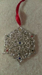 Lenox Silverplate Snowflake Filagree with Multi Color Jewels CH1877 - Picture 1 of 4