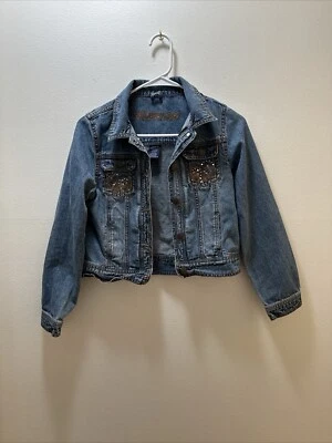 VINTAGE Squeeze Jeans  Cropped Denim Jean Jacket Size Large 12/14 - Image 1 of 4