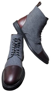 Mens Taft “The Jack” Grey & Oxblood Leather Wool Lace Up Ankle Boots Size 15 US - Picture 1 of 9