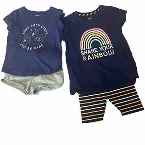 Crown & Ivy Rainbow Girls Sz 5 Short Sets Shirt & Jumping Beans Outfit 4 Pieces - Picture 1 of 5