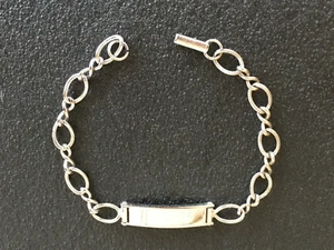 Vintage Anson .925 Sterling Silver Overlay Blank ID Bracelet 7 1/4" EUC - Picture 1 of 2