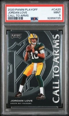 2020 JORDAN LOVE PANINI PLAYOFF CALL TO ARMS RC ROOKIE PSA 9 MINT - Image 1 of 2
