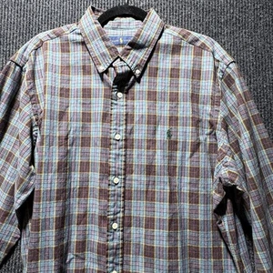 Ralph Lauren Button Down Shirt Men XL Blue Red Plaid Classic Fit Long Sleeve NWT - Picture 1 of 9