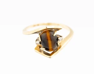 14 Karat Gelbgold Katzen/Tigerauge Ring Größe 7,5 3,8 g - Bild 1 von 7