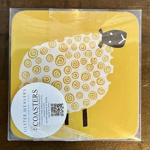 ULSTER WEAVERS Dotty Sheep Cork Backed Coasters 4-Pack Heat Resistant NEW - Picture 1 of 2