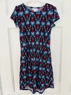 Vestido Chevron LuLaRoe Niños en Rojo y Azul Talla 8  Foto 1 de 4