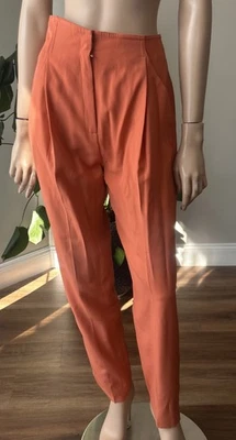 Pantalones de vestir vintage Chado Ralph Rucci ajustados naranja 100 % lana cintura alta Foto 1 de 4