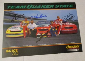 NASCAR Team Quäkerstaat signierte Fotokarte Labonte Hendrick Jeff Gordon Schrader - Bild 1 von 9