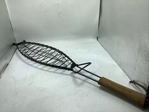Williams Sonoma Nonstick Carbon Steel Rosewood Fish Grill Basket Trout,Bass NEW - Picture 1 of 8