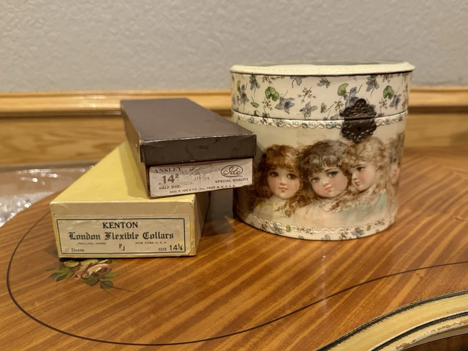 Collares victorianos antiguos con cajas originales y estuche adicional para cuello Foto 1 de 4