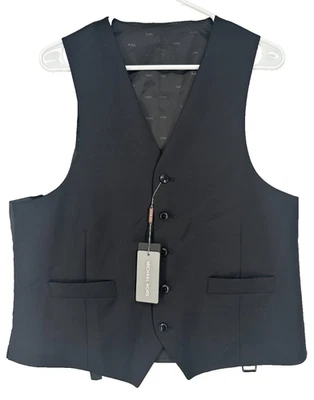 MICHAEL KORS Suit Vest Mens Size Medium Black Classic Fit Wool Blend Stretch - Image 1 of 4