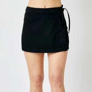 Judy Blue NWT Black High Waist Jean Denim Tie Skort Skirt Women's Size 1XL - Picture 1 of 7