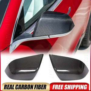 For TESLA MODEL 3 17-2023 DRY Carbon Fiber Side Rear View Mirror Covers Caps Add - Imagen 1 de 14