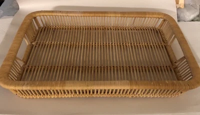 Danish Modern Vintage 1960s Rattan Serving Tray MCM 20”x 14” EUC - Image 1 of 4