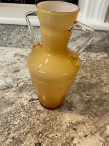 Urna vintage MCM con carcasa de vidrio soplado transparente doble mango caramelo - Imagen 1 de 5
