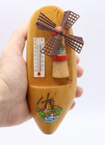 Vintage Wand Holz Thermometer Delfter Schuh Figur Clog Dutch Holland Windmühle - Bild 1 von 9