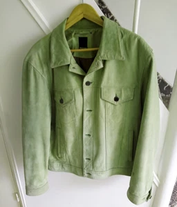 Milestone Mens Suede Blazer - Size 52 - Mint Green - 100% Pork Leather - Picture 1 of 6
