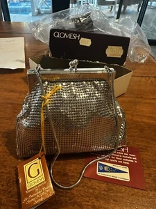 Authentic Original 80s Silver Glomesh Hand Clutch Shoulder Bag EUC - Picture 1 of 8