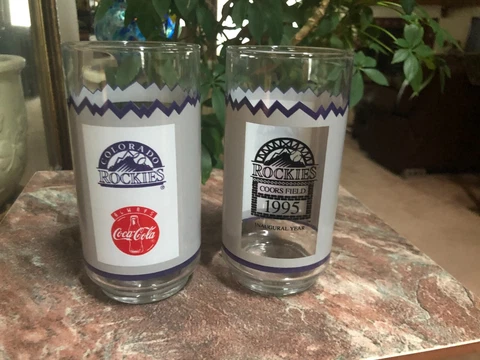 2 COLORADO ROCKIES 1995 COORS FIELD INAUGURAL YEAR Tumbler GLASS SET Cover