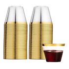60Pcs Gold Rimmed Plastic Cups Party Wine Glasses For Champagne Cocktail2669