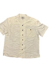 Island Shores Hawaiian Shirt Beige Men's Short Sleeve Button Up Size Large