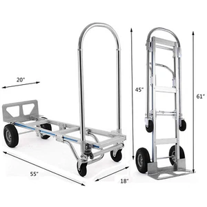 1000Lbs 2in1 Aluminum Folding Hand Truck Heavy Duty Industrial Collapsible cart - Picture 1 of 11